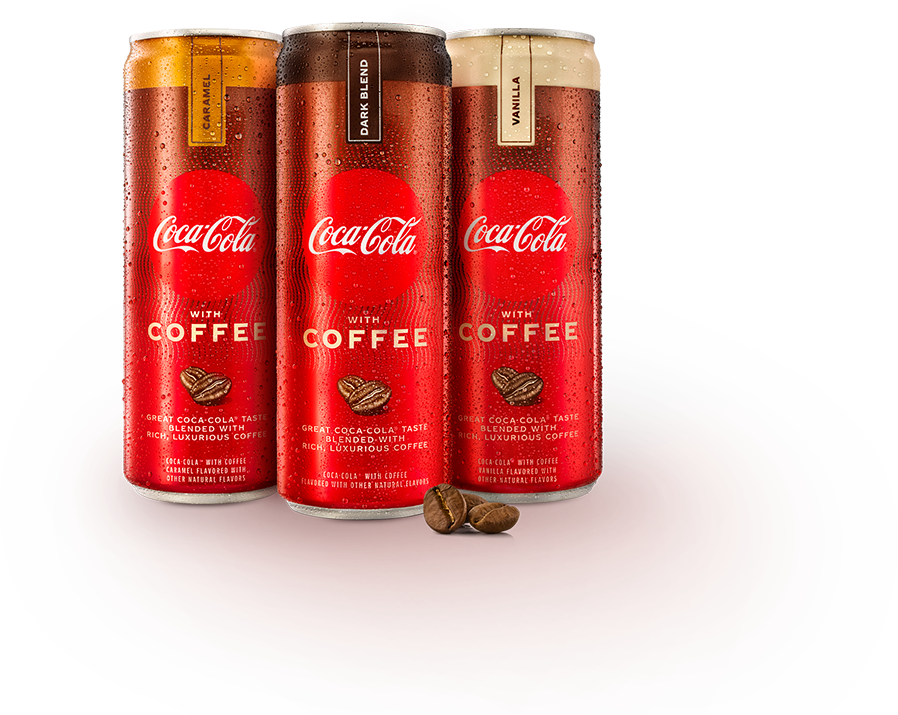 Cans of Coca-Cola with Coffee in its three original flavors.