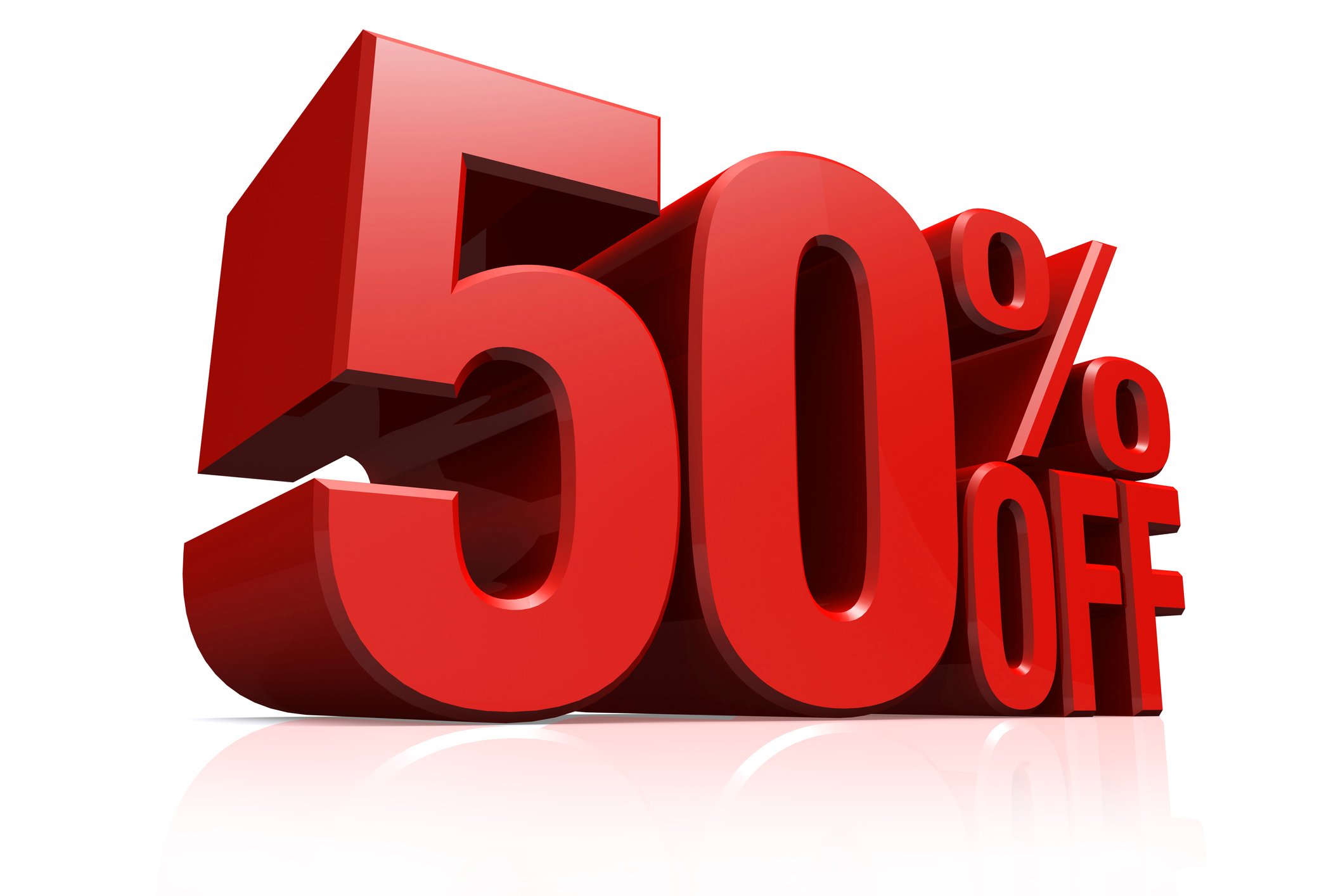 50% off in big red letters