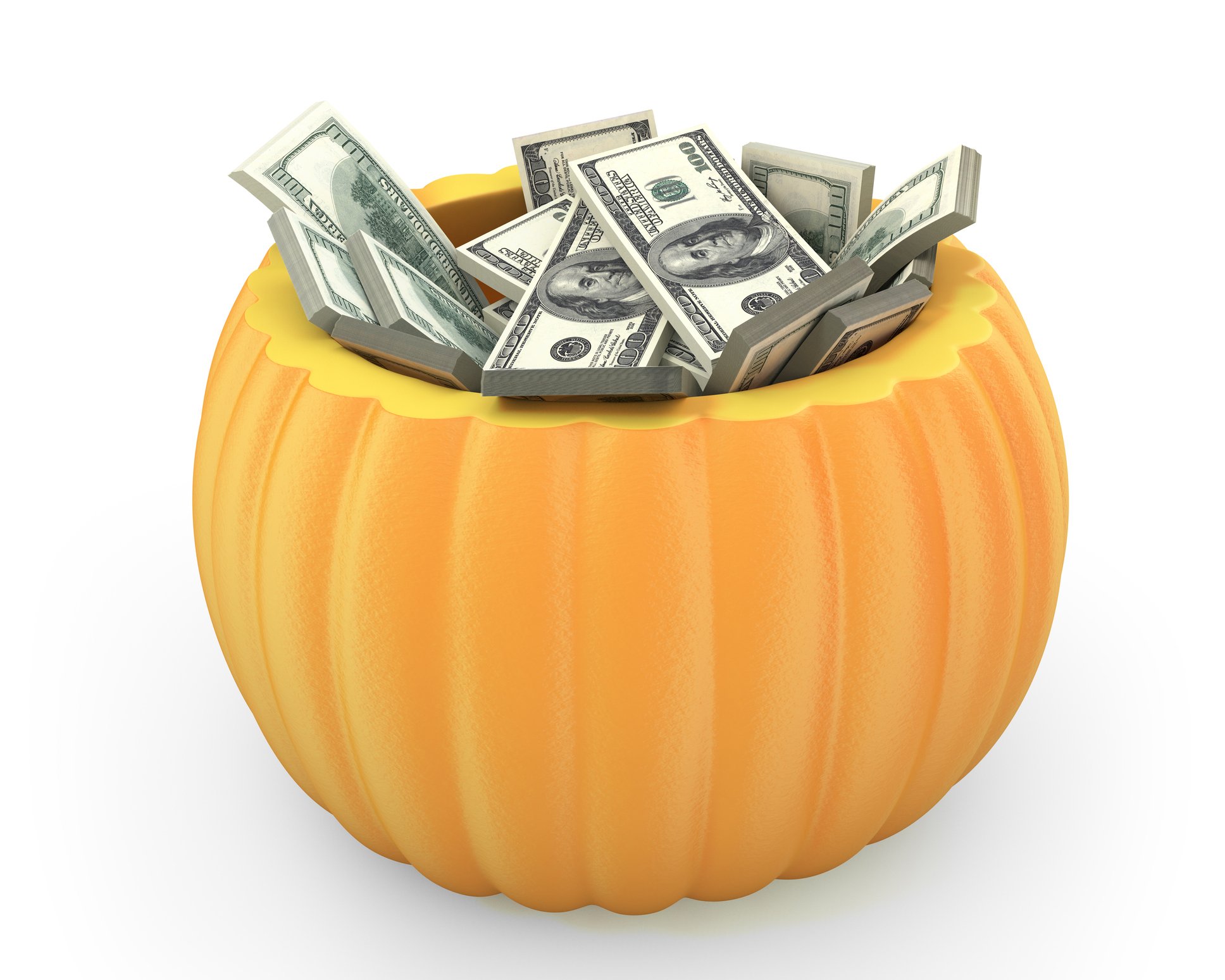 Pumpkin full of $100 bills