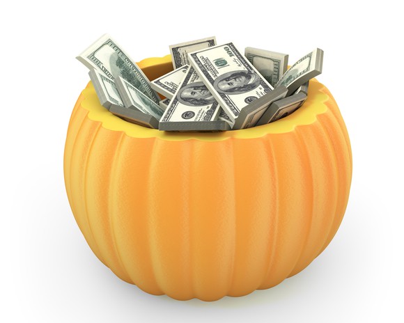 Pumpkin full of $100 bills