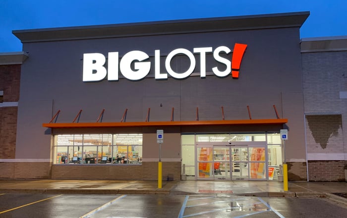 The storefront of a Grandville, Michigan Big Lots location