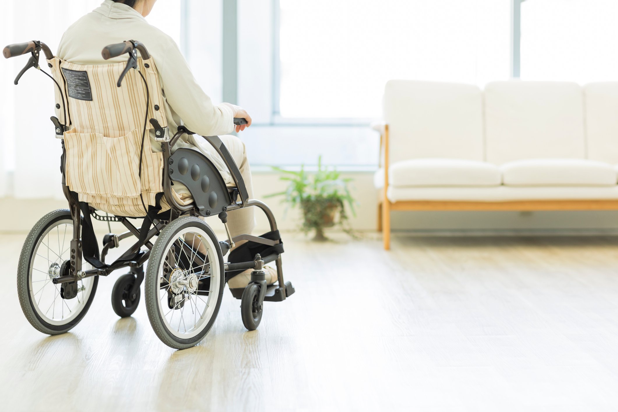 Senior lady in a wheelchair.