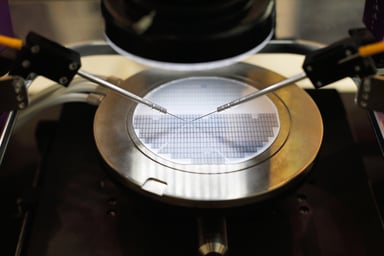 a semiconductor wafer undergoing a probe test