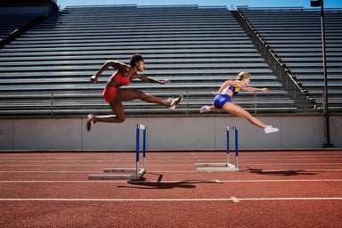 running race hurdles two