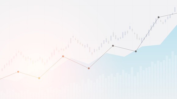 A bar and line graph on a pale white and blue background.