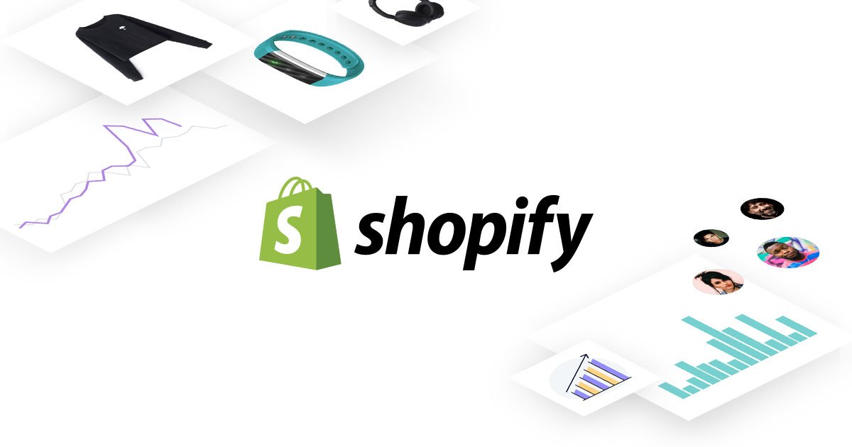 The Shopify logo next to some charts
