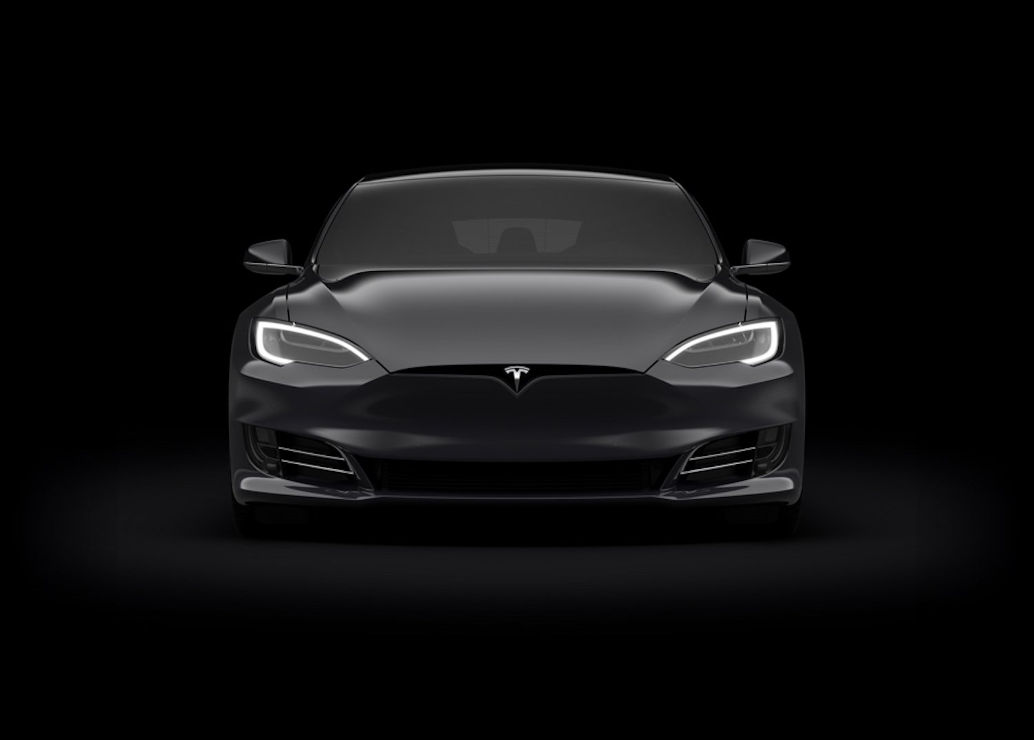 front view of a black Tesla car