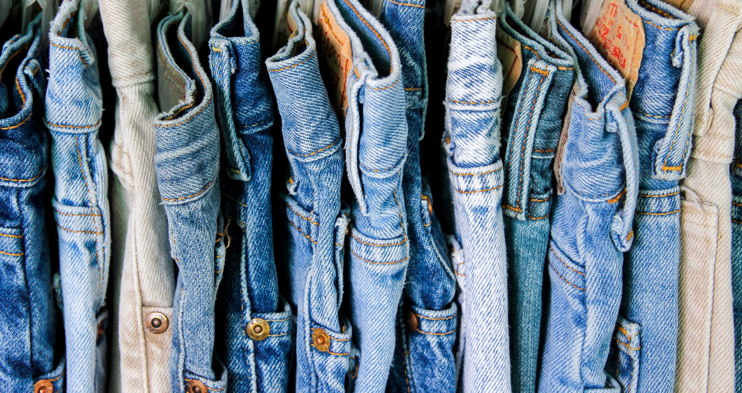 Close-up of a variety of jeans