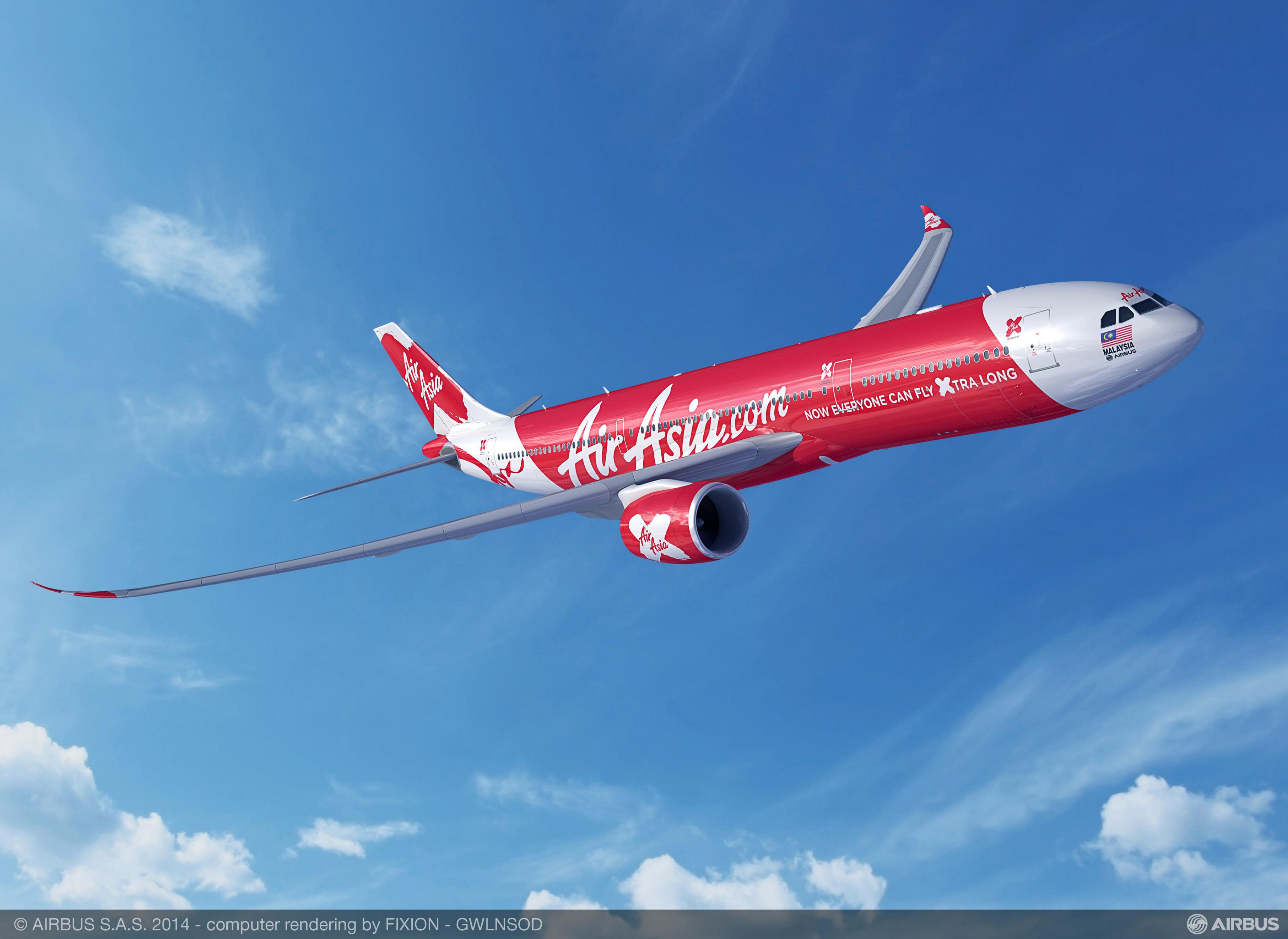 An AirAsia X A330neo in flight. 