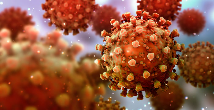 Close up image of the new coronavirus.