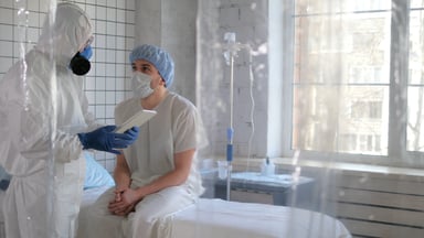 COVID-19 patient and doctor