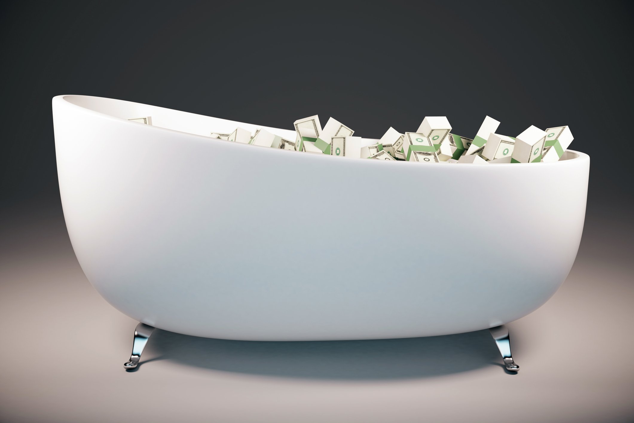 A bathtub full of money.
