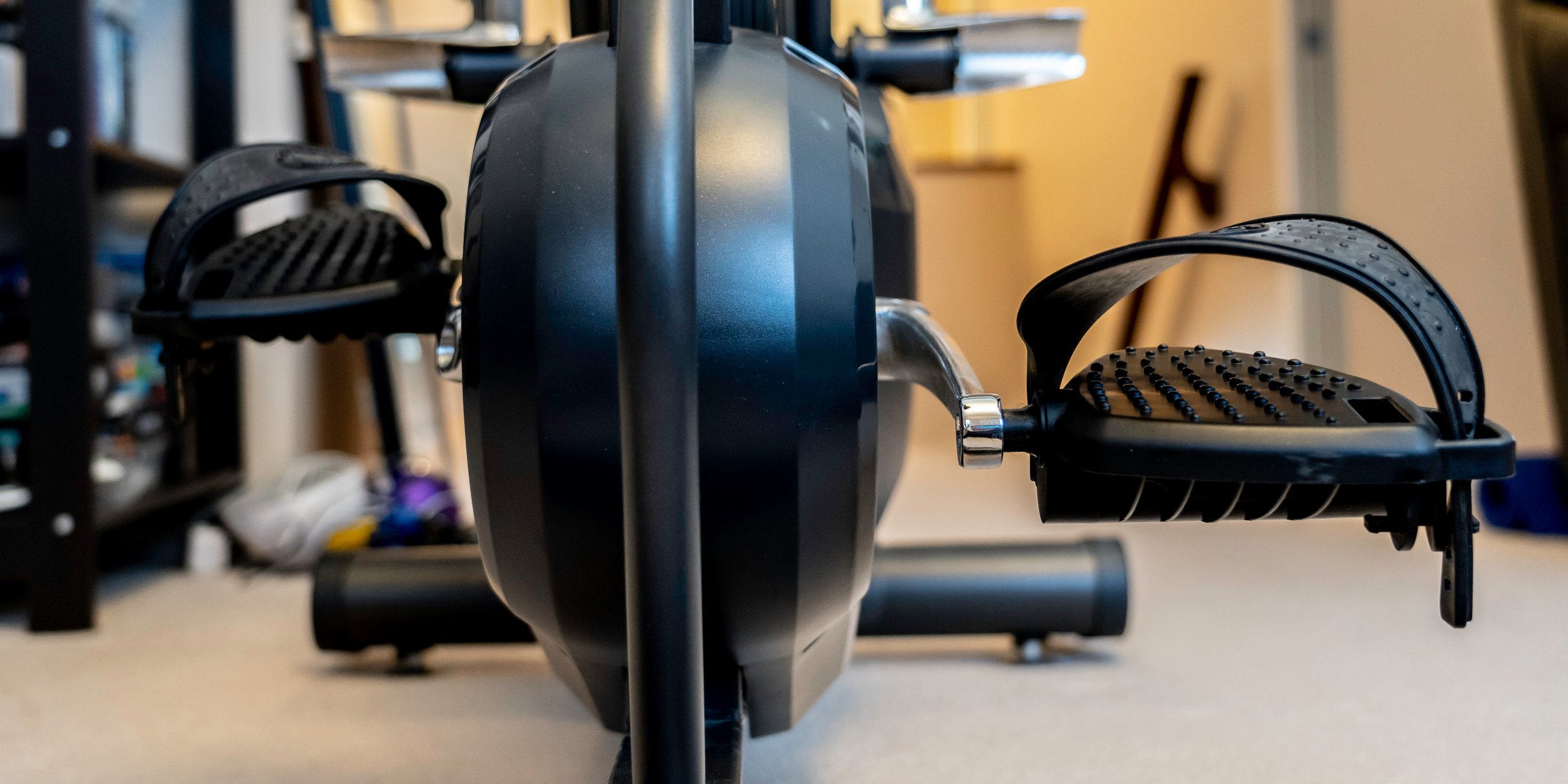 An exercise bike in a home gym 