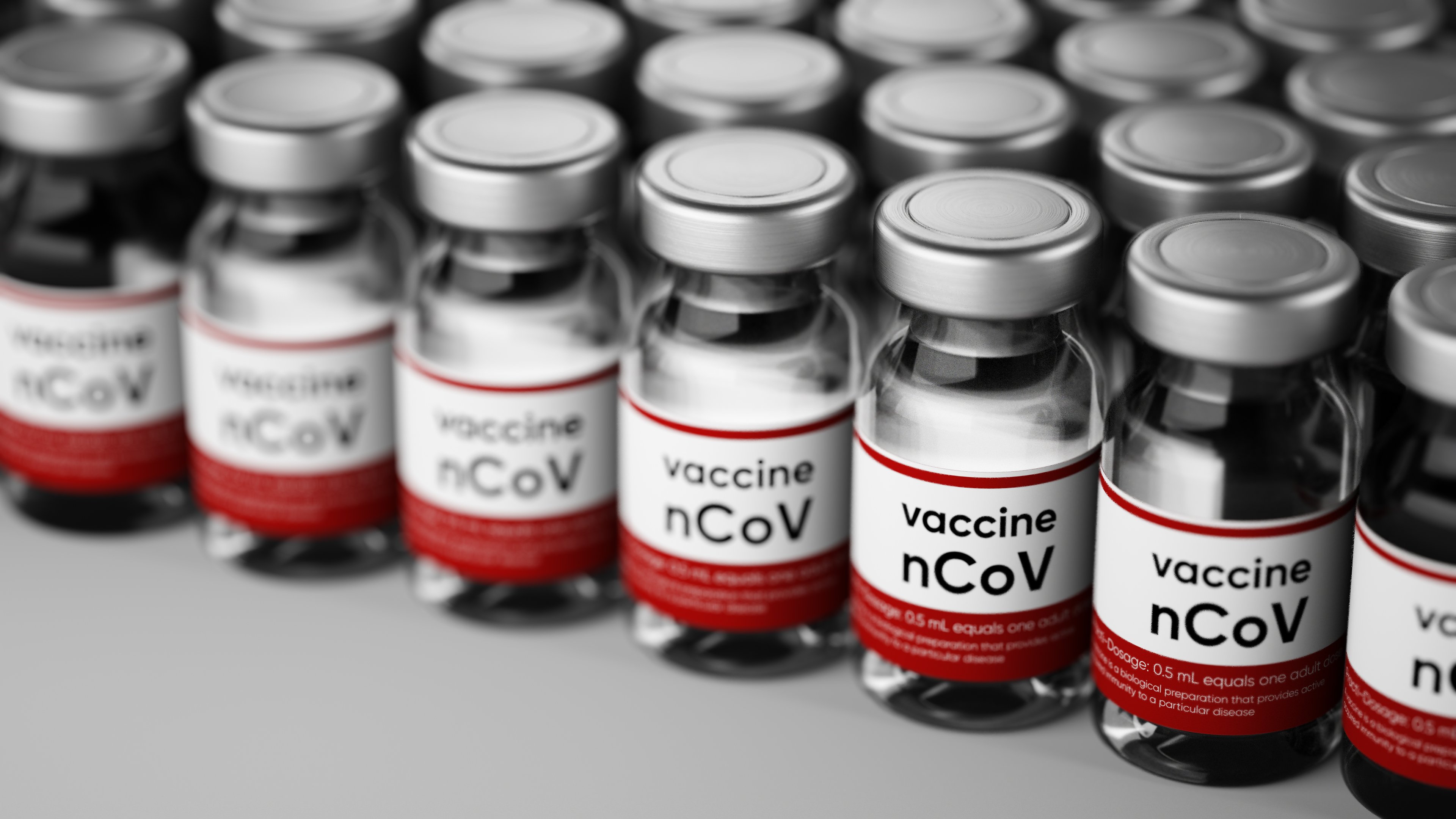 Coronavirus vaccine vials. 