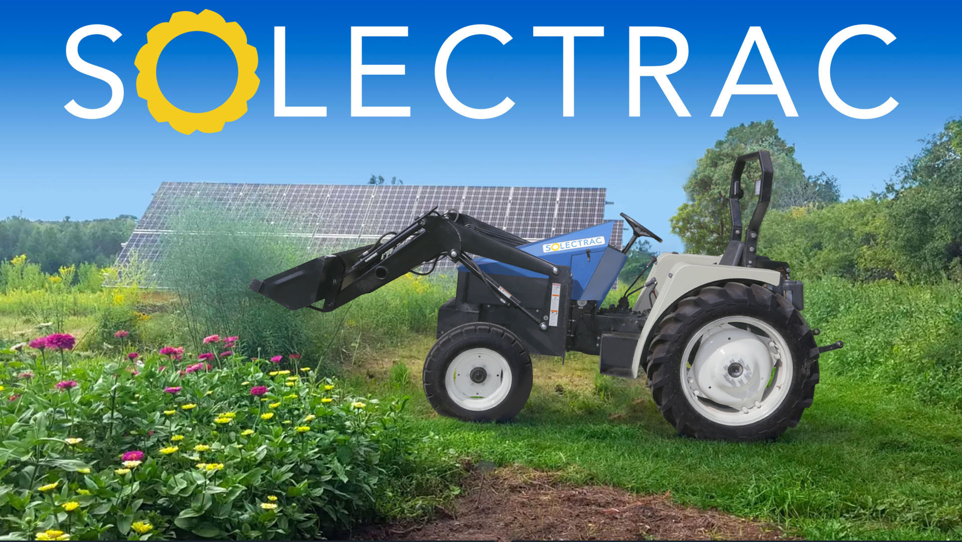 A Solectrac electric tractor