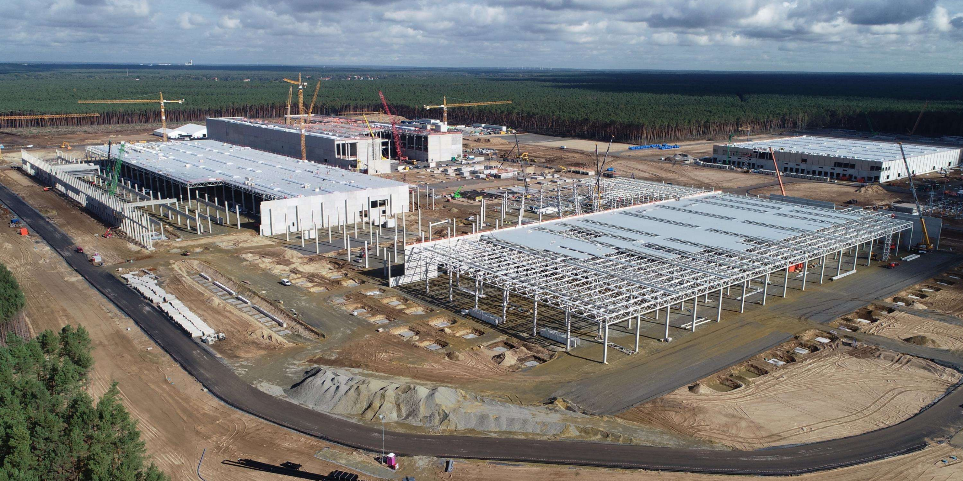 Tesla's Model Y factory construction in Berlin, Germany
