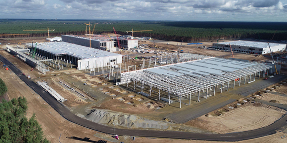 Tesla's Model Y factory construction in Berlin, Germany