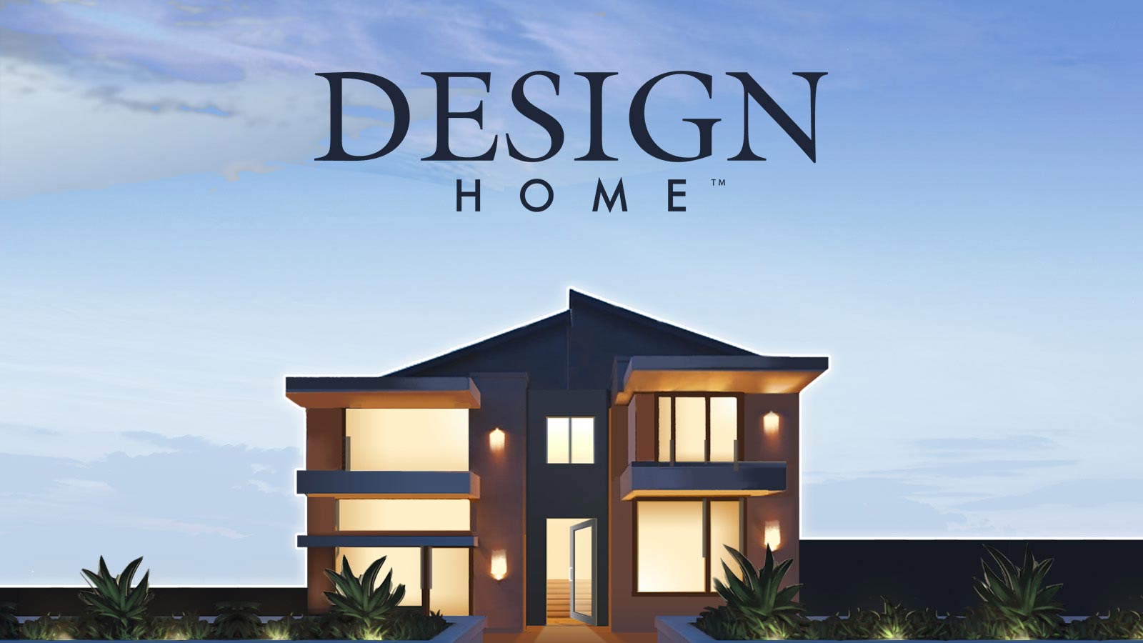 A house and the logo for Glu's game Design Home.