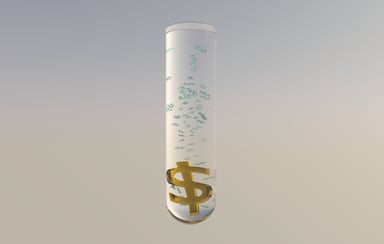 Flask with dollar sign and money
