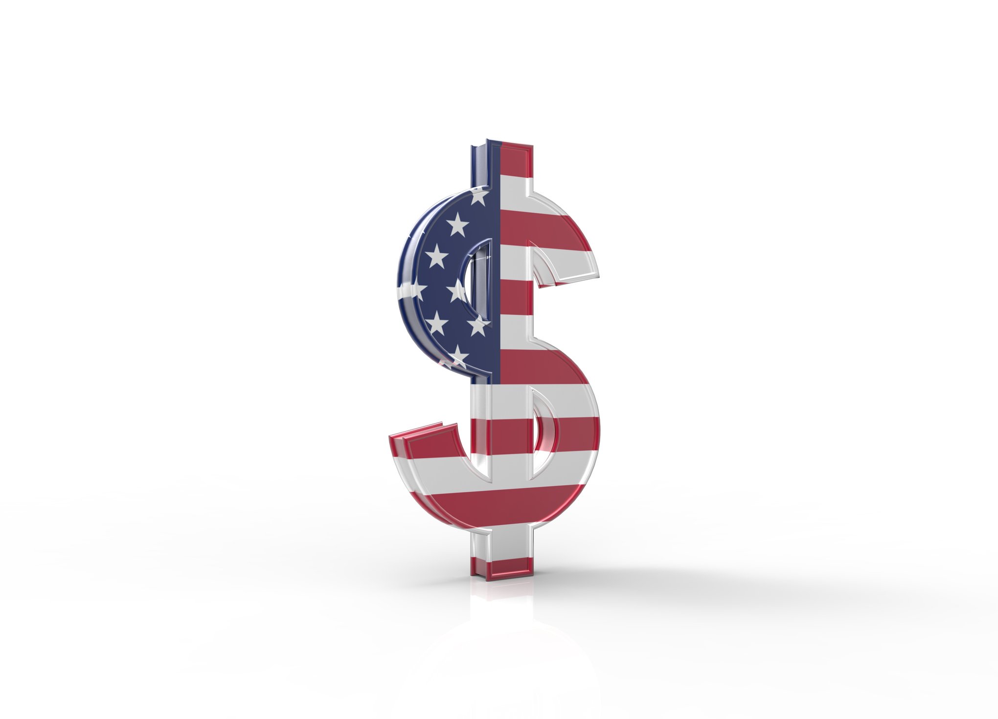 Dollar sign colored like a U.S. flag