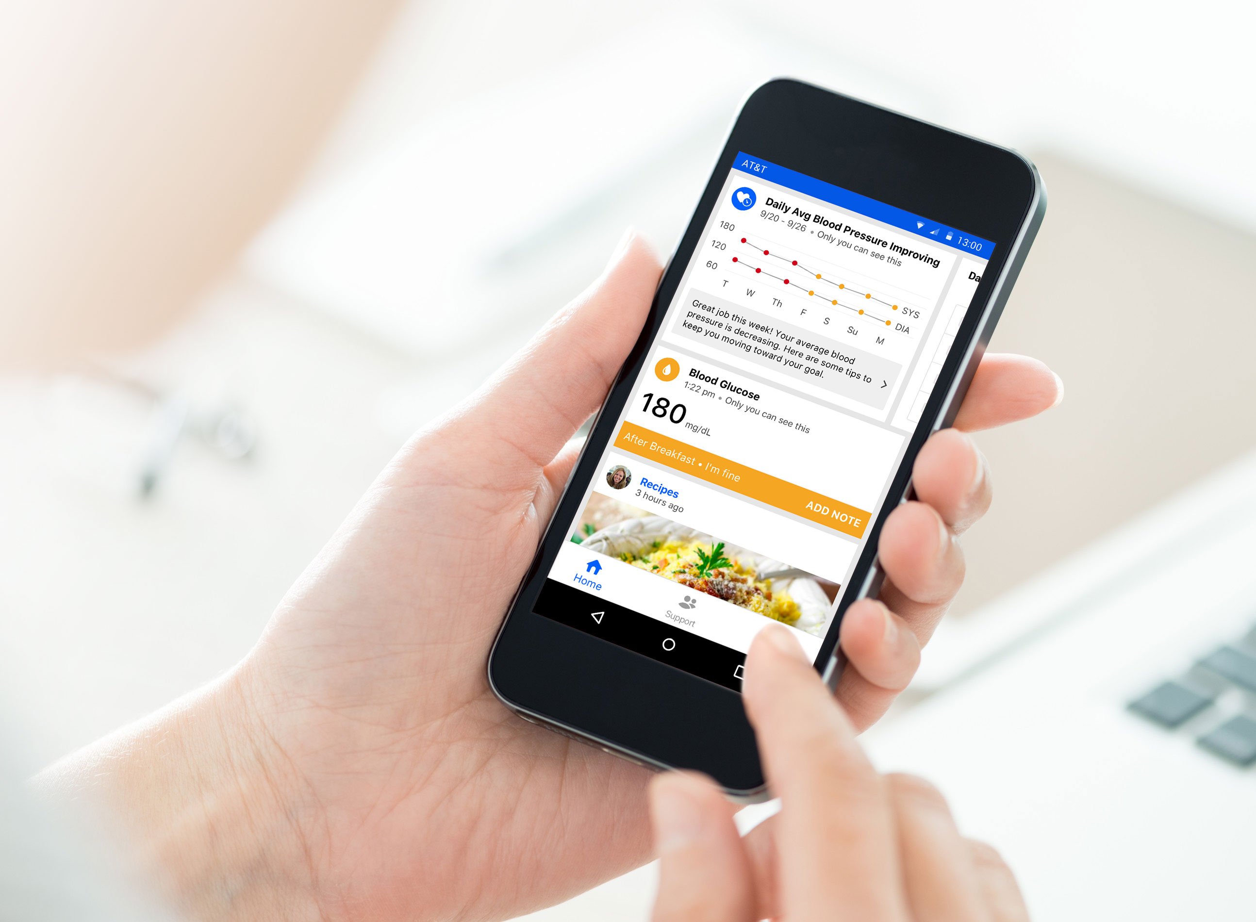 A user checking their blood sugar on the Livongo app. 