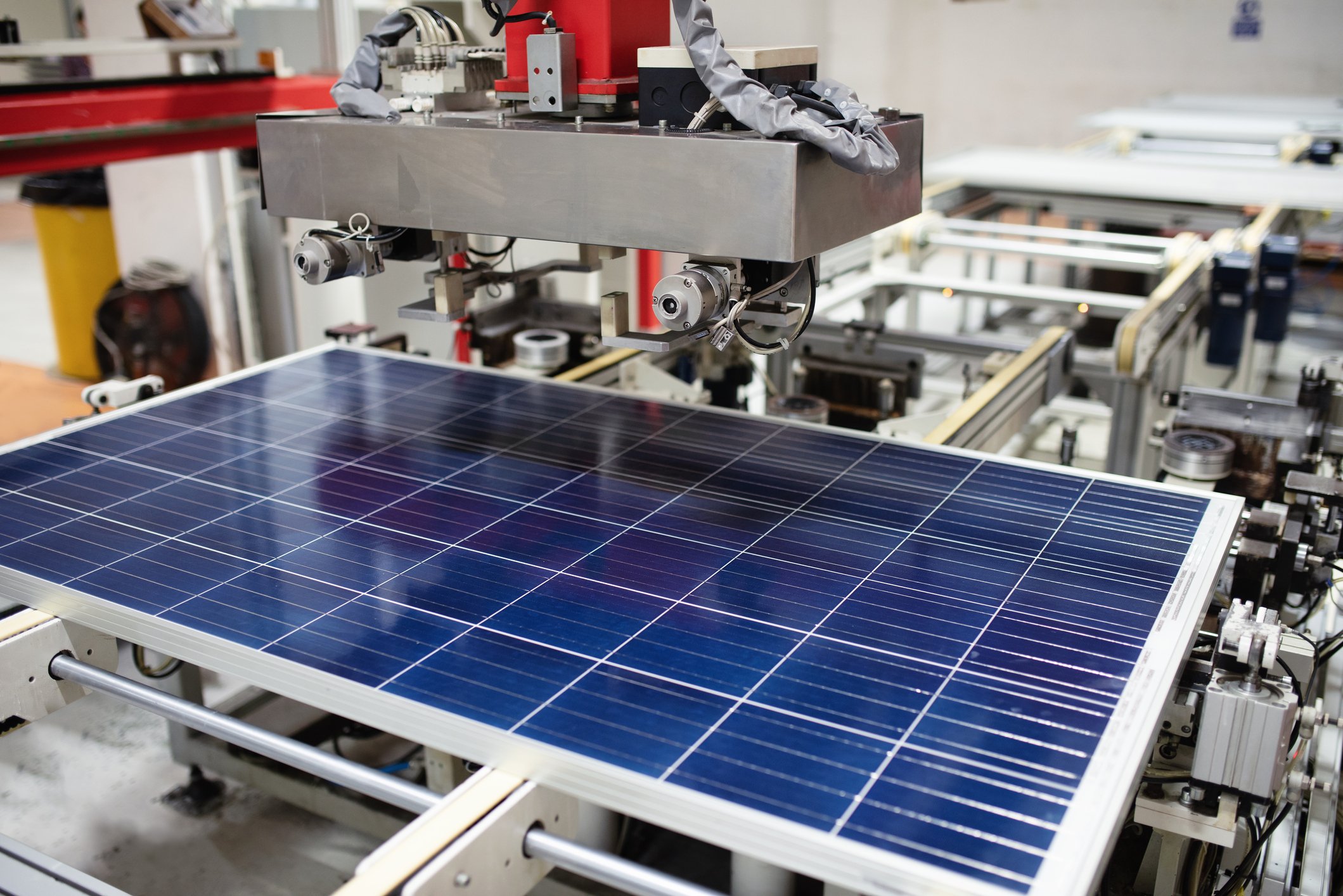 solar panel on manufacturing line
