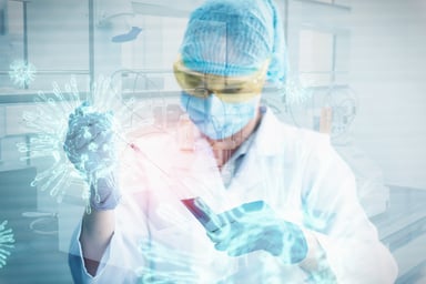 Scientist with coronavirus