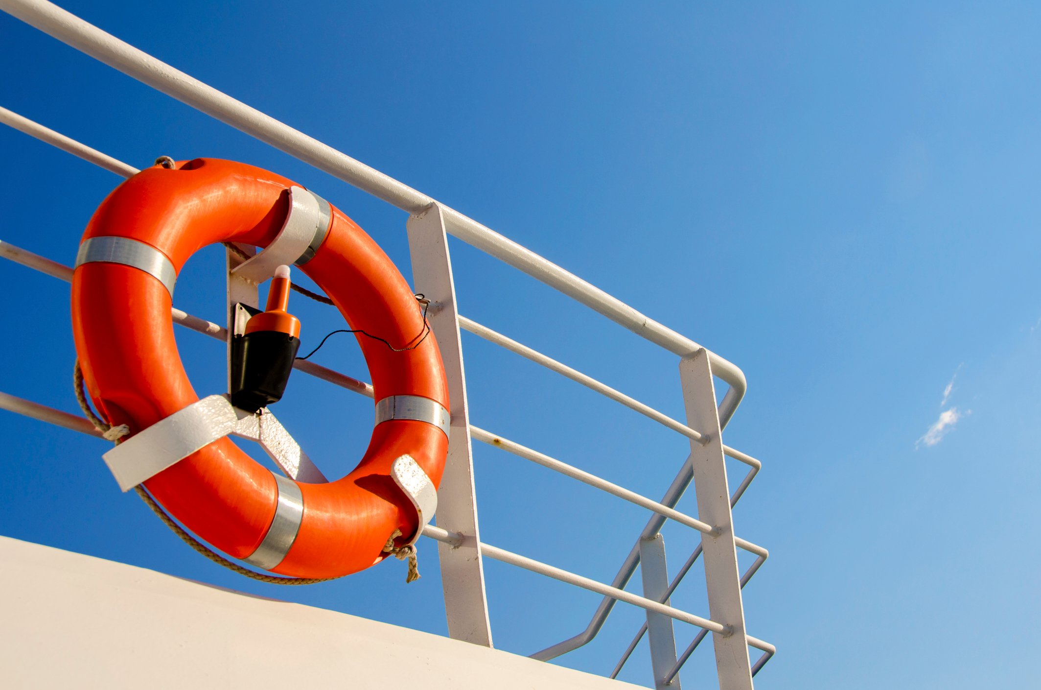 Life preserver on ship's railing