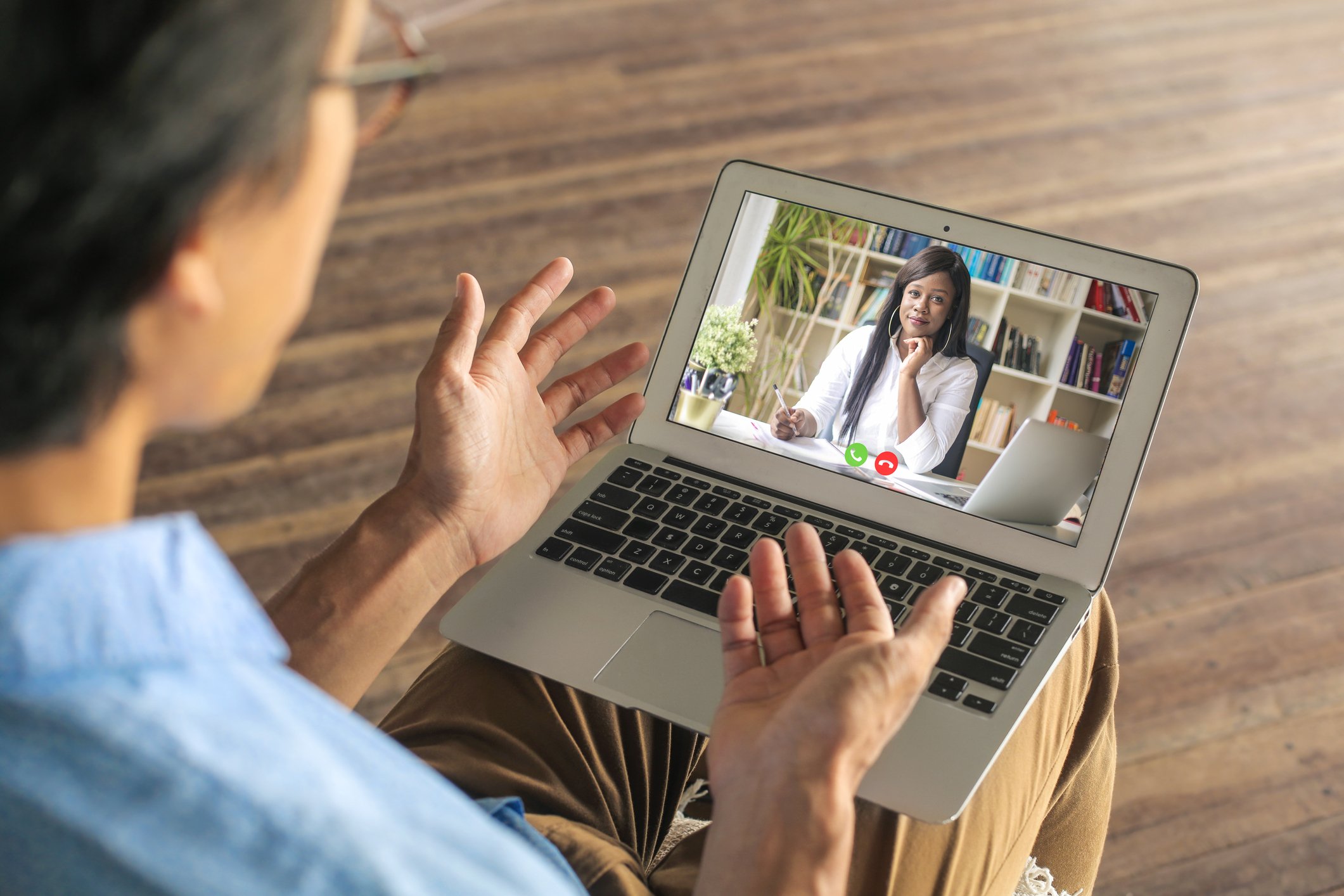 Woman using telemedicine services