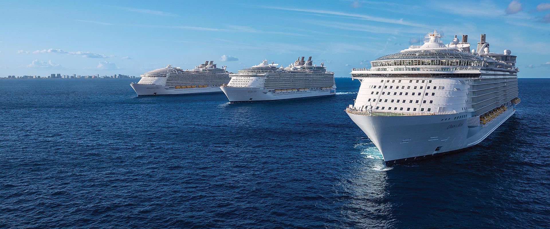 Royal Caribbean ships at sea.