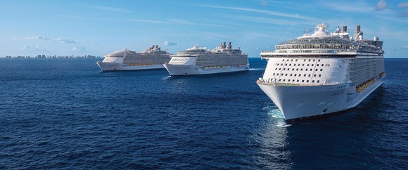 Royal Caribbean ships at sea.