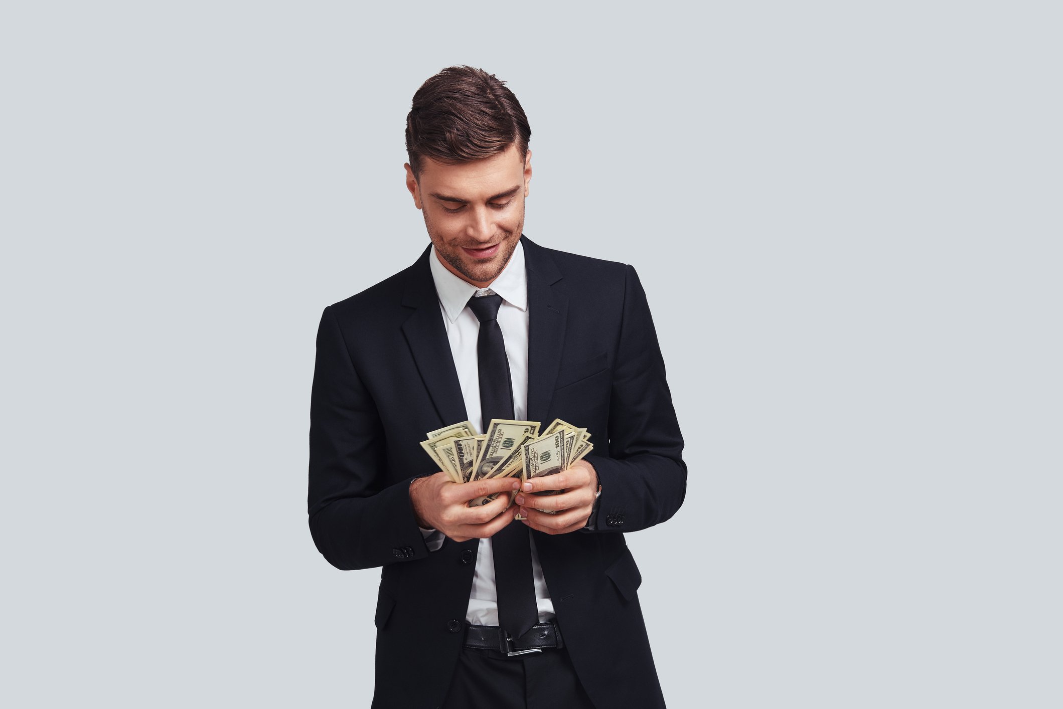 Man counting money