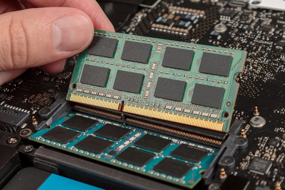 DRAM chips in a laptop.
