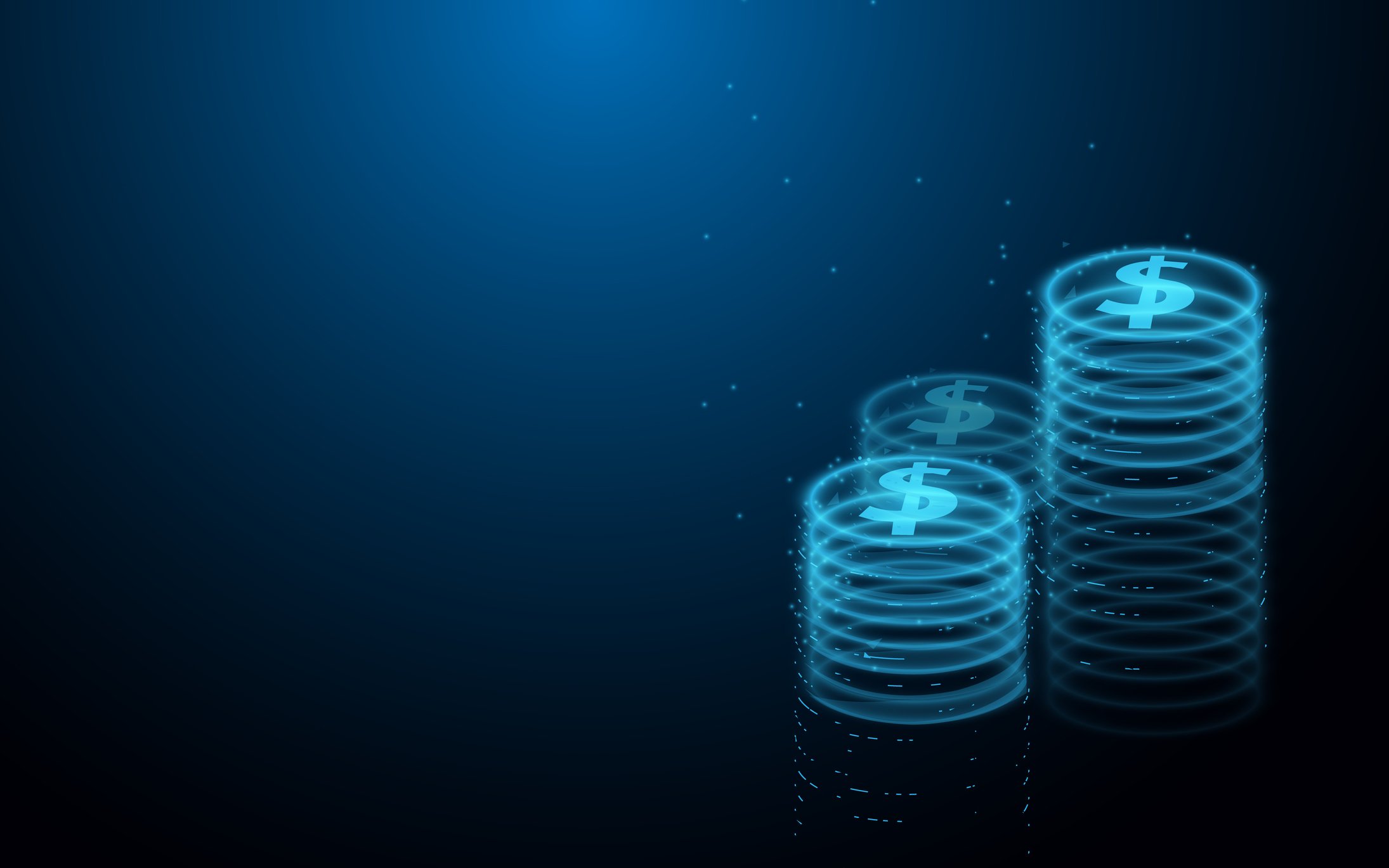 Stacks of digital coins