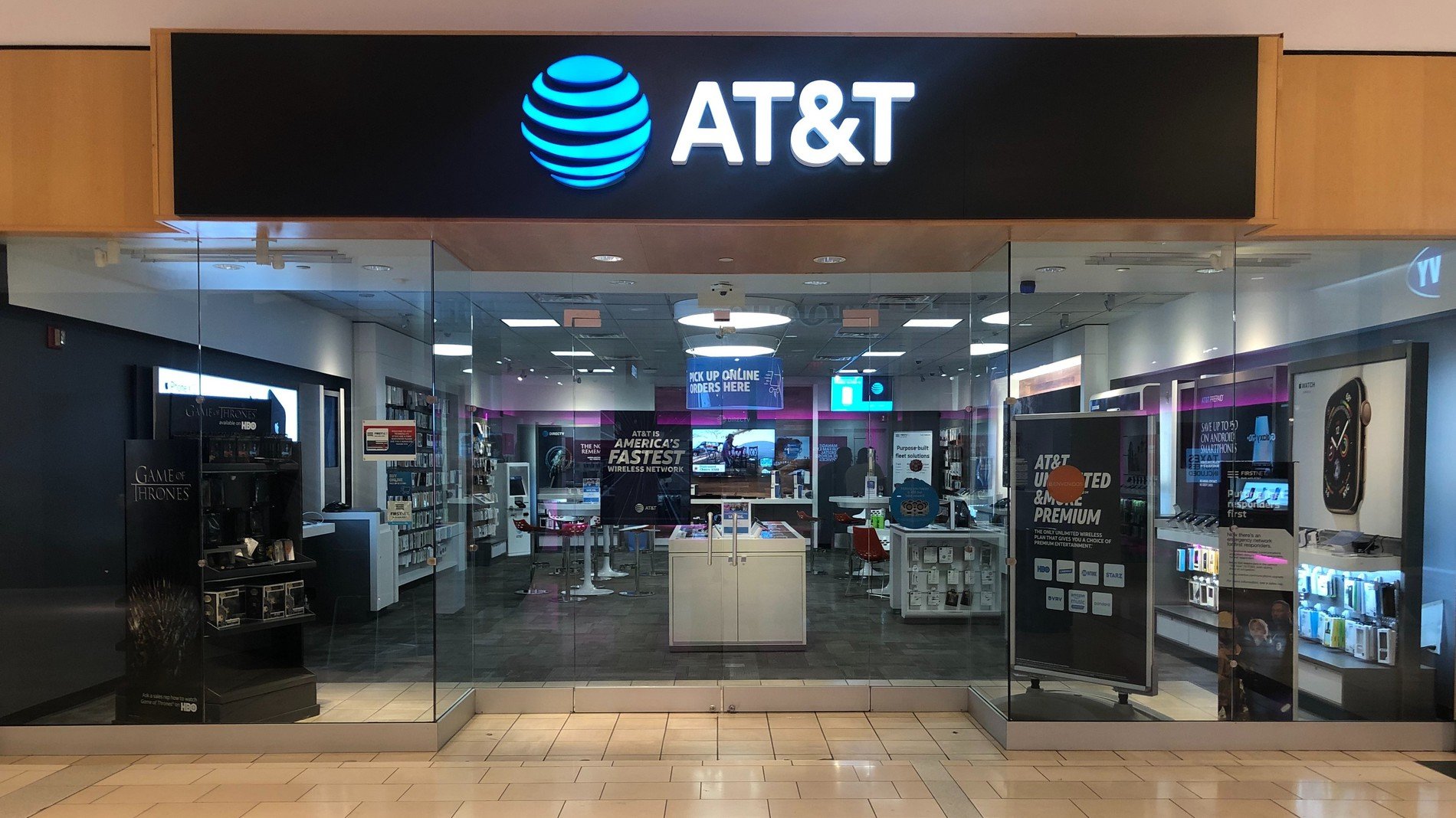 Facade of an AT&T store in Trumbull, Connecticut.