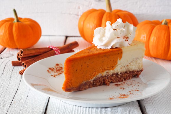 pumpkin cheesecake on a plate