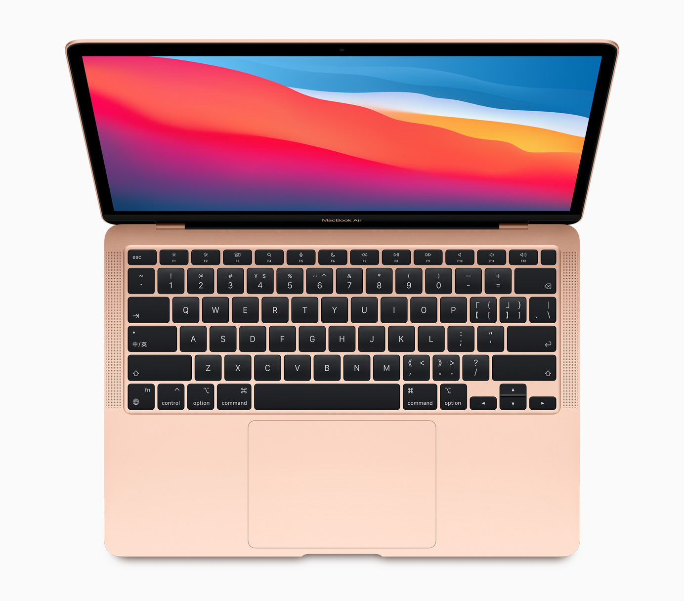 A top-down view of Apple's new MacBook Air.