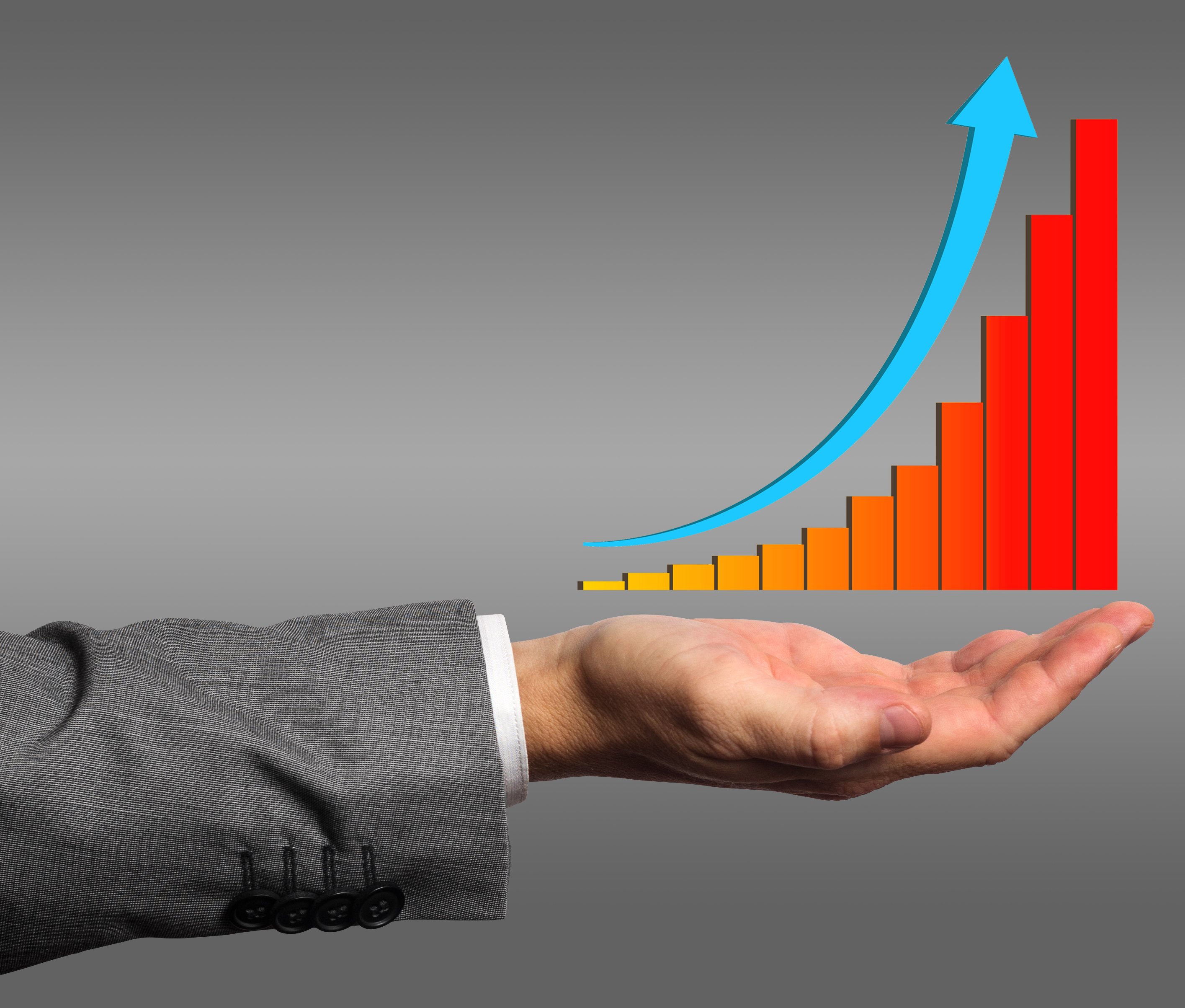 Graph on hand of a businessman