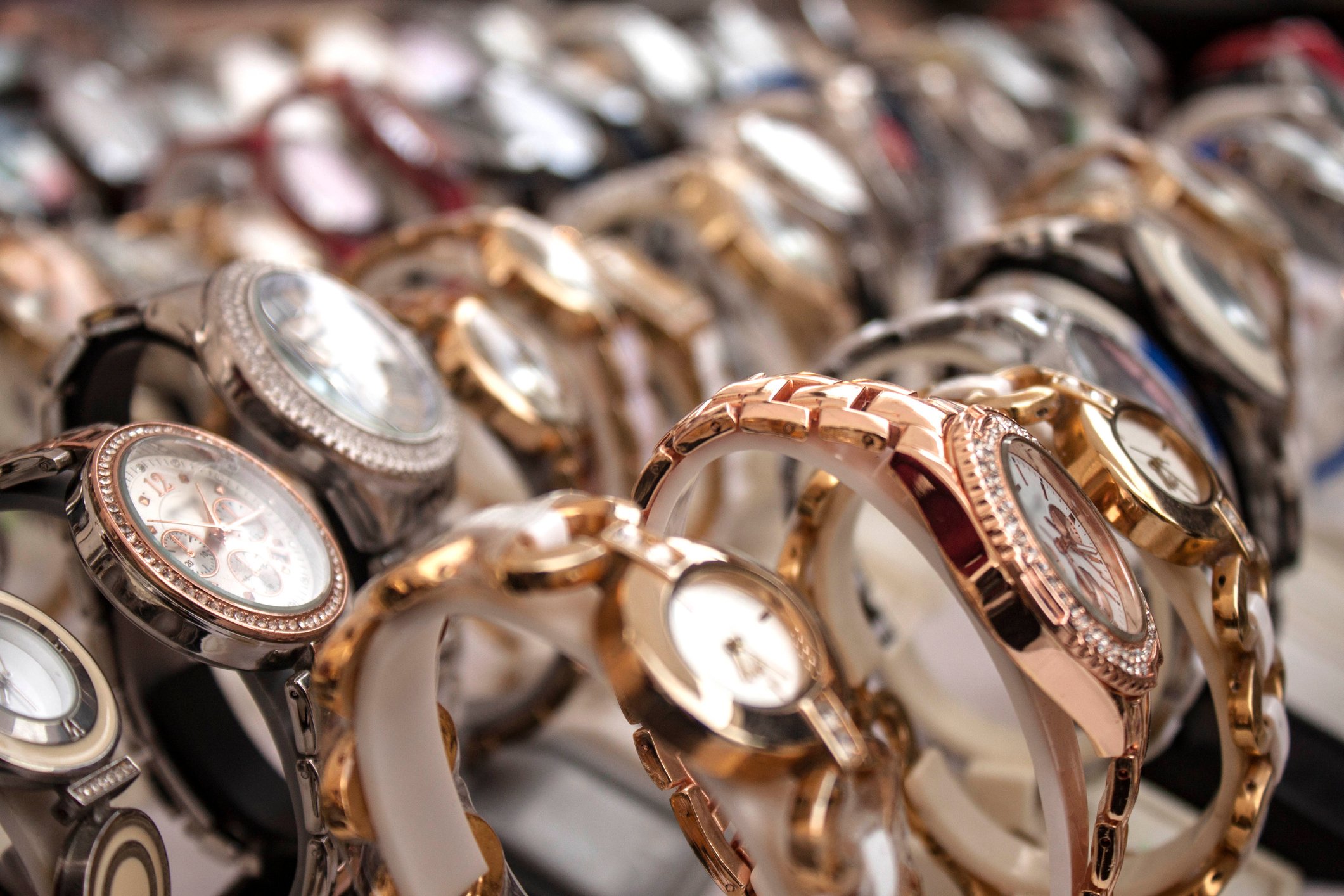 luxury watches on display