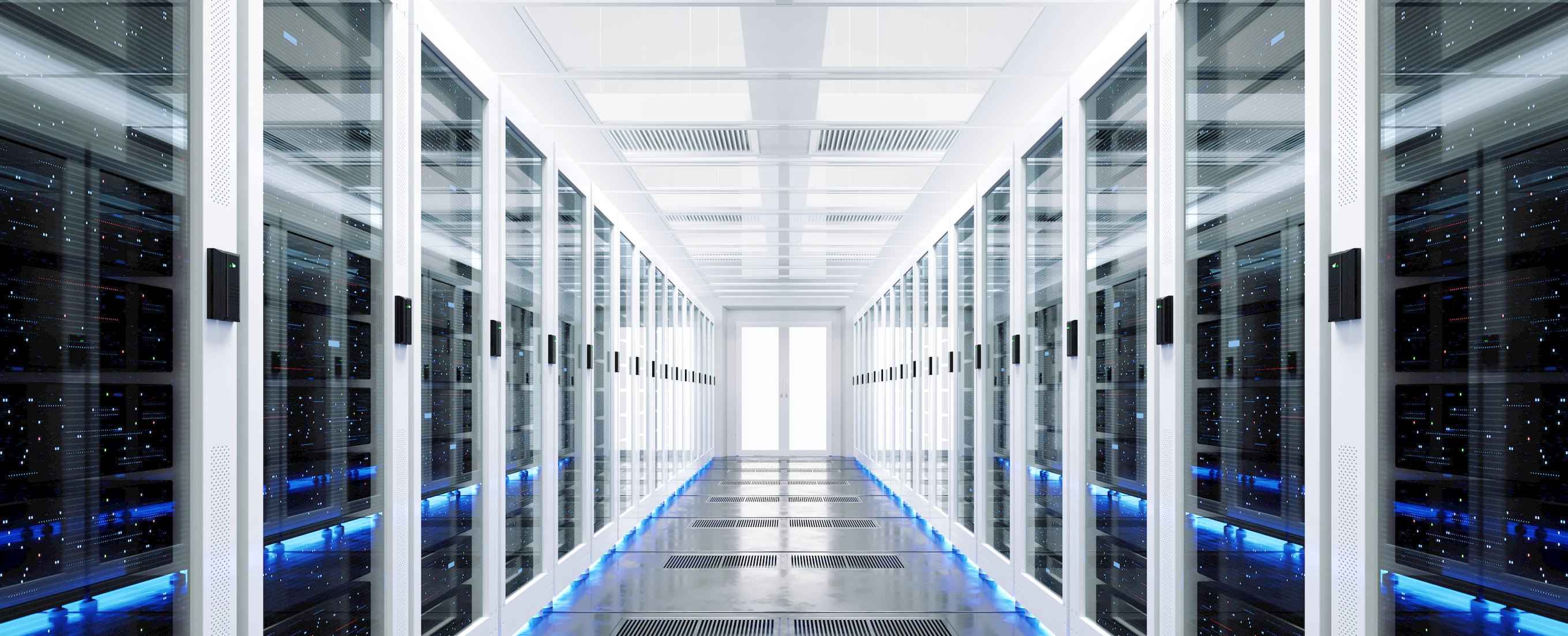 Data server racks in center