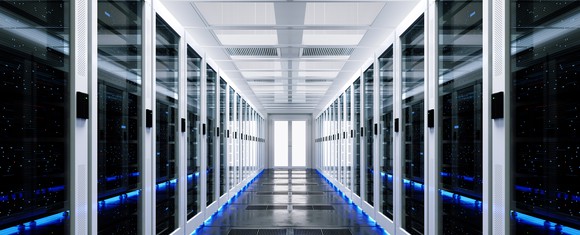 Data server racks in center