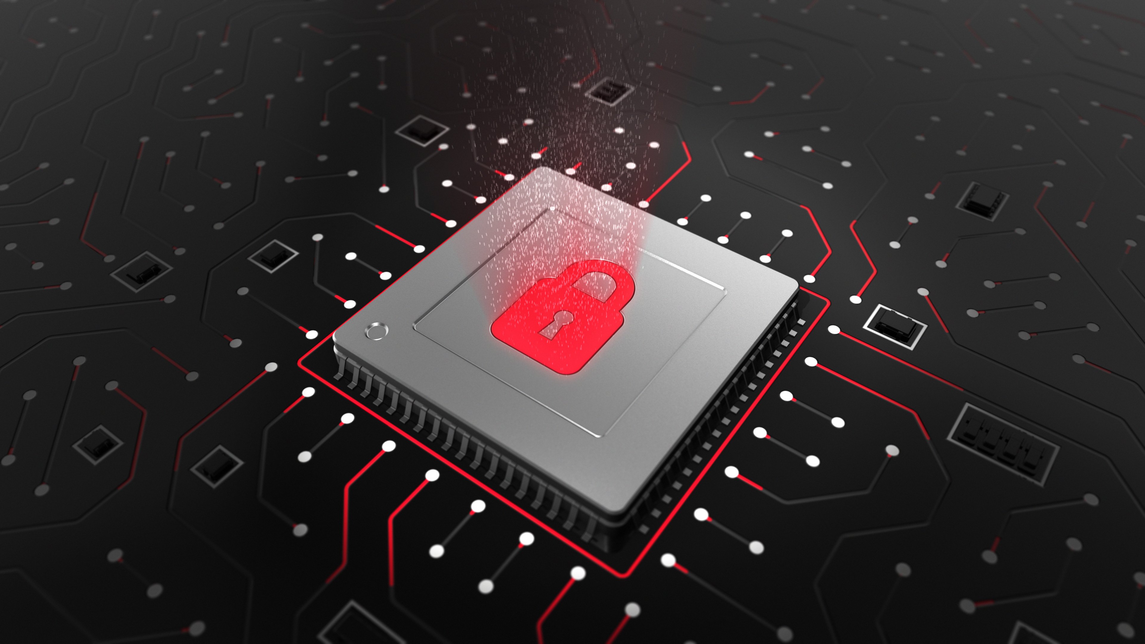 A lock icon on a chip.