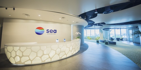 Spacious lobby at Sea headquarters.