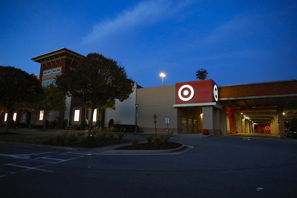 front of Target store at dawn