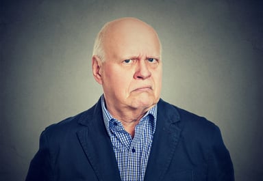 grumpy senior man