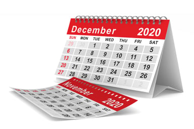 December and November 2020 calendar
