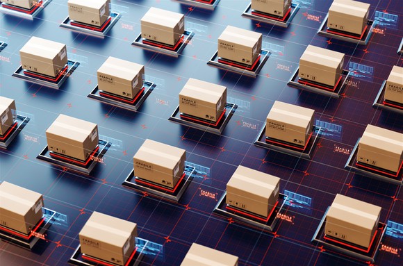 Parcels in a warehouse.