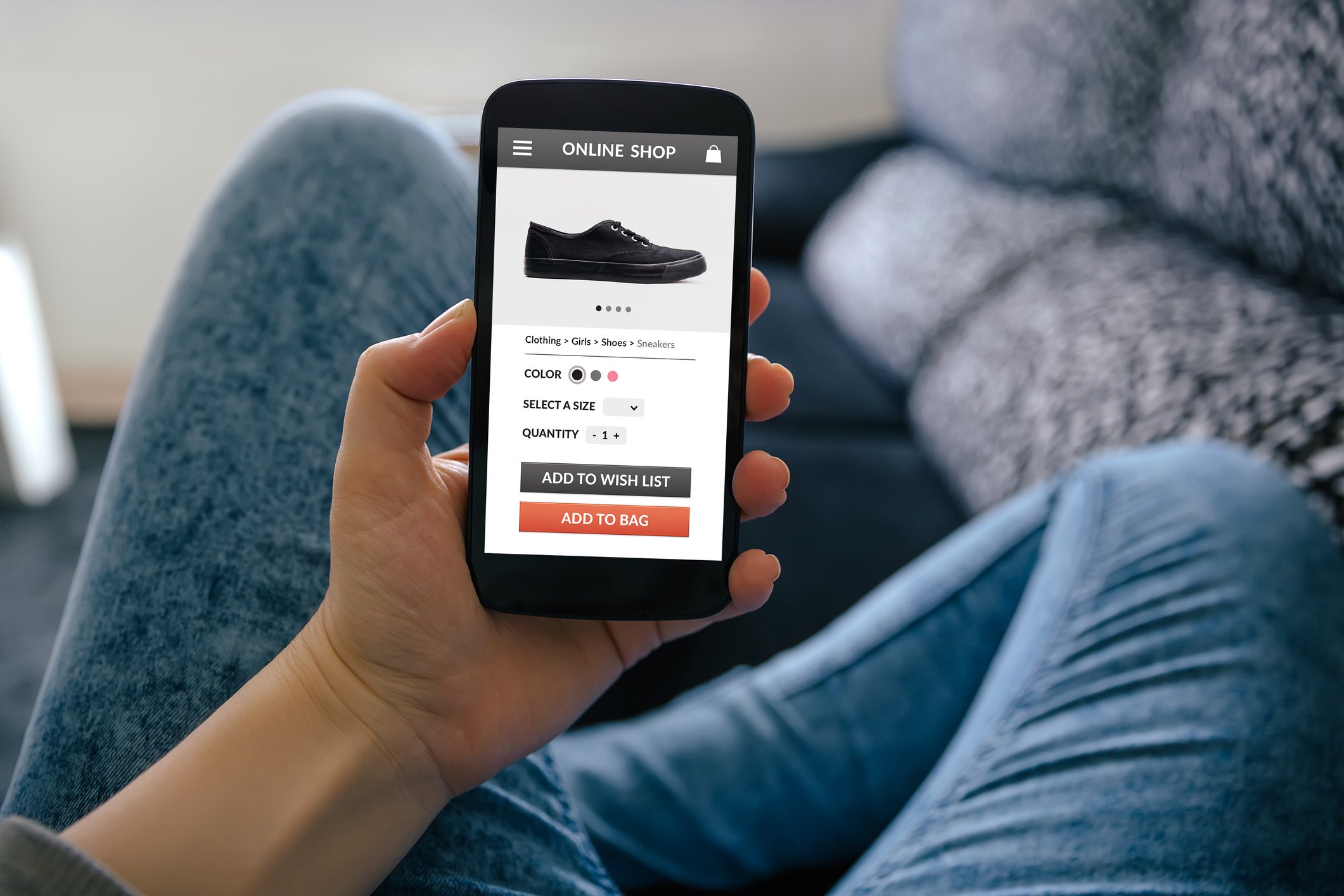 Man buying shoes online