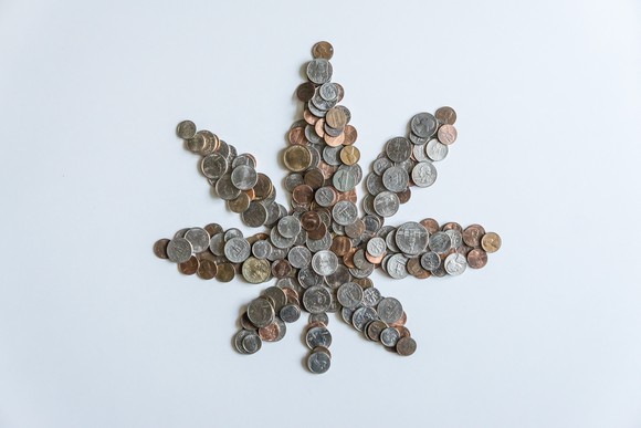 marijuana leaf made up coins