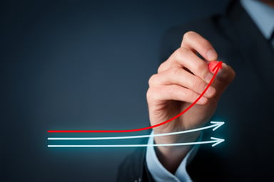rising arrow versus flat arrows